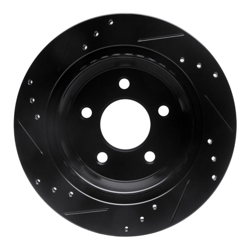 Ford Mustang Brake Rotor (1) - Rear Right - R1 Concepts - Drilled & Slotted - Black - `94-`04